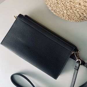 Gray Faux Leather Crossbody Clutch
